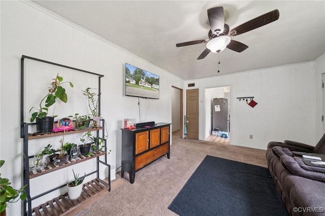 1403 Miles Ave, Hopewell, VA 23860 - living room featuring light colored carpet and a ceiling fan
