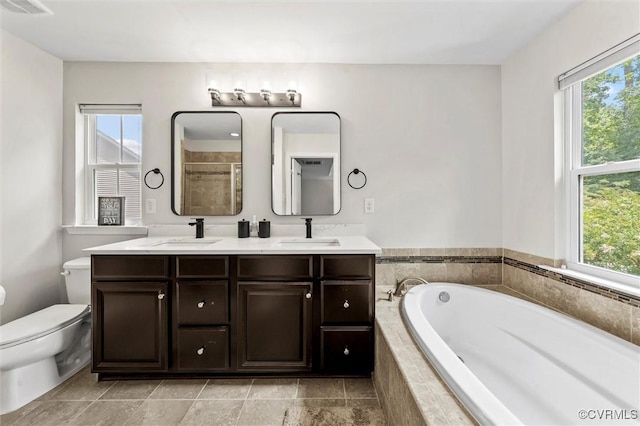3057 Hunton Cottage Ln, Glen Allen, VA 23059 - bathroom with plenty of natural light, a bath, and double vanity