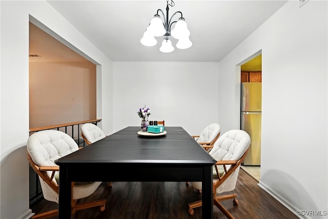 1593 Constitution Dr, Henrico, VA 23238 - dining space with a chandelier and dark wood-style flooring