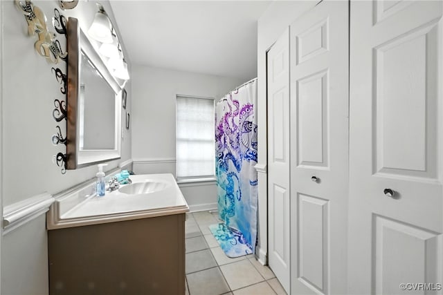 1593 Constitution Dr, Henrico, VA 23238 - bathroom with vanity, tile patterned floors, and curtained shower