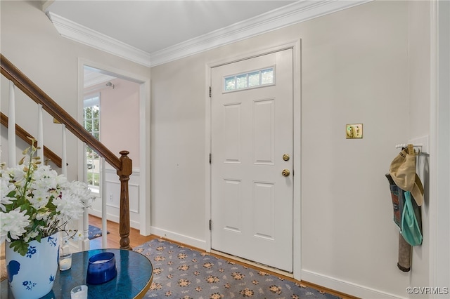 1406 Walton Bluff Ter, Midlothian, VA 23114 - entrance foyer with ornamental molding, stairs, and wood finished floors