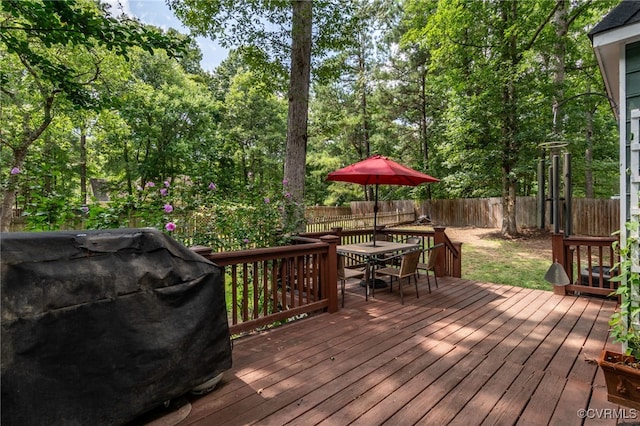 1406 Walton Bluff Ter, Midlothian, VA 23114 - deck featuring grilling area, outdoor dining area, and a fenced backyard