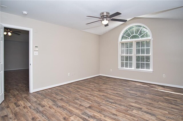 6434 Anderson Hwy, Powhatan, VA 23139 - spare room featuring ceiling fan, wood finished floors, lofted ceiling, and a smoke detector
