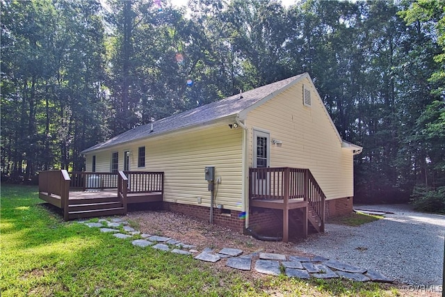 6434 Anderson Hwy, Powhatan, VA 23139 - back of house with a deck, crawl space, and a lawn