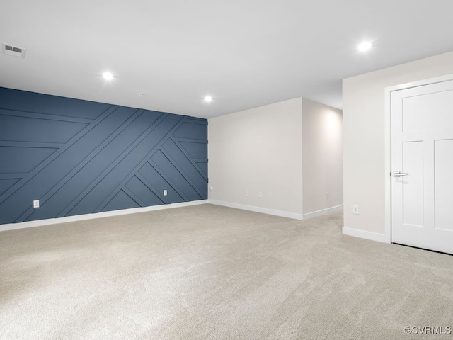 341 Crofton Village Ter Unit Kd, Chesterfield, VA 23114 - empty room with light colored carpet, a decorative wall, and recessed lighting