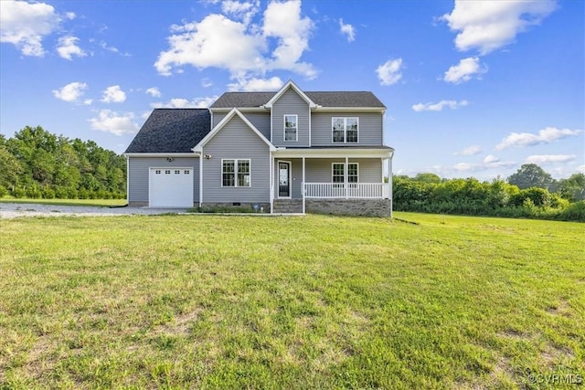 11325 Webb Rd, Disputanta, VA 23842 - traditional home with a porch, a garage, a front lawn, crawl space, and driveway