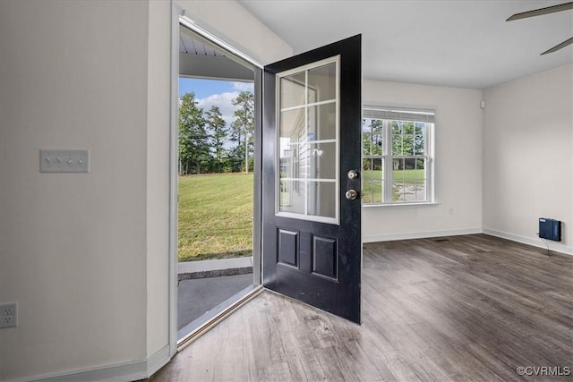 11325 Webb Rd, Disputanta, VA 23842 - entryway featuring wood finished floors and ceiling fan