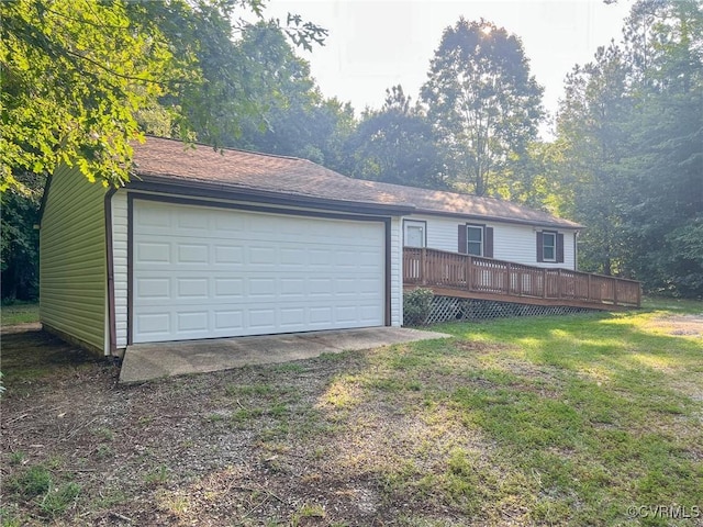 11900 James River Dr, North Prince George, VA 23860 - view of front of house featuring a wooden deck and a front yard