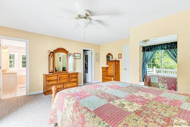 1382 Glebe Landing Rd, Center Cross, VA 22437 - carpeted bedroom featuring ceiling fan and ensuite bathroom