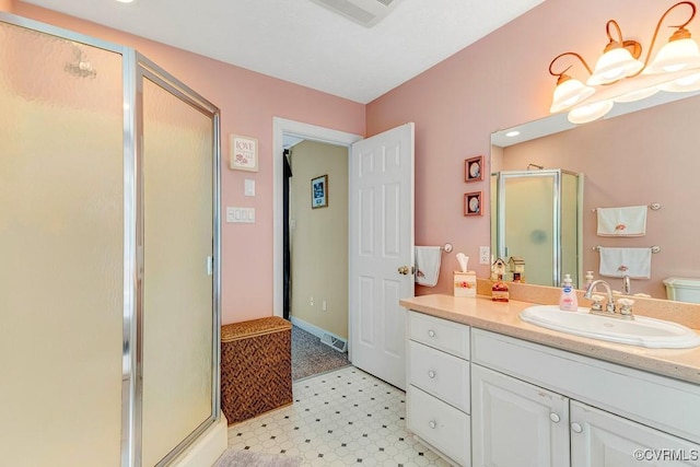 1382 Glebe Landing Rd, Center Cross, VA 22437 - full bath featuring a stall shower, vanity, and tile patterned floors