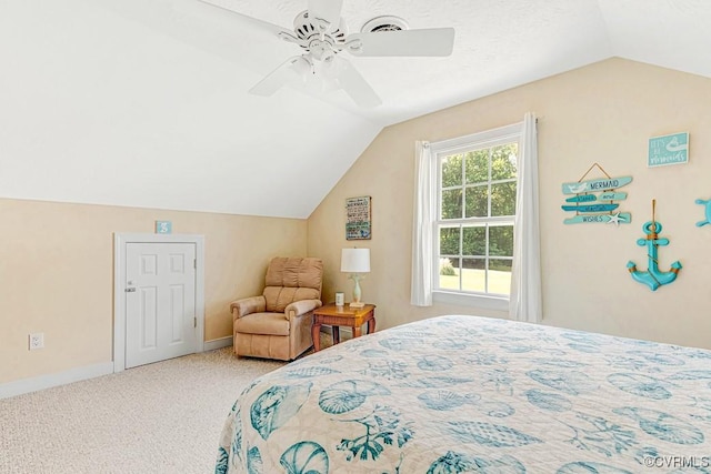 1382 Glebe Landing Rd, Center Cross, VA 22437 - carpeted bedroom featuring vaulted ceiling and ceiling fan
