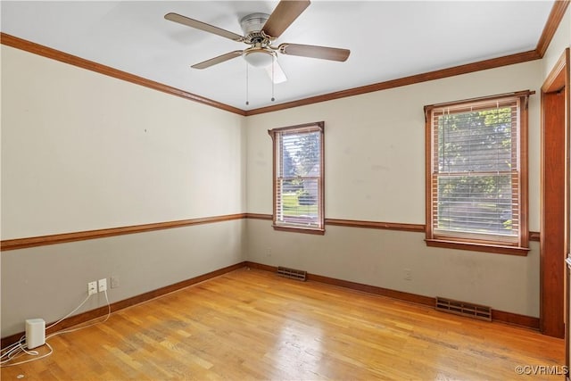 11906 Exbury Ter, Midlothian, VA 23114 - empty room featuring light wood-style flooring, ornamental molding, and a ceiling fan