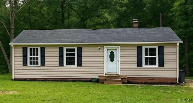 3601 Haupts Ln, Charles City, VA 23231 - view of front of house featuring entry steps, a chimney, and a front lawn