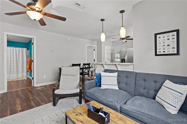 2210 W City Point Rd, Hopewell, VA 23860 - living room with ceiling fan and wood finished floors