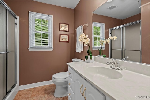 18030 W County Line Rd, Midlothian, VA 23112 - bathroom featuring vanity, a shower with shower door, and tile patterned floors