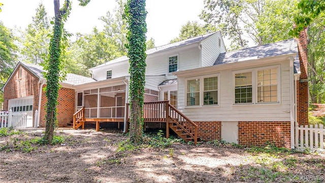 2613 Teaberry Dr, North Chesterfield, VA 23236 - back of property featuring a sunroom, stairway, and an attached garage