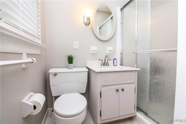 5618 Buxton Ct, Chester, VA 23831 - bathroom featuring a shower stall, vanity, and tile patterned flooring
