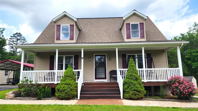 1932 Howardsville Tpke, Stuarts Draft, VA 24477 - view of front of home featuring covered porch, roof with shingles, and a detached carport