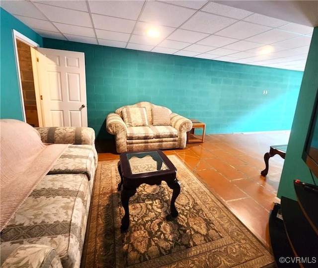 1932 Howardsville Tpke, Stuarts Draft, VA 24477 - living area with a drop ceiling and tile walls