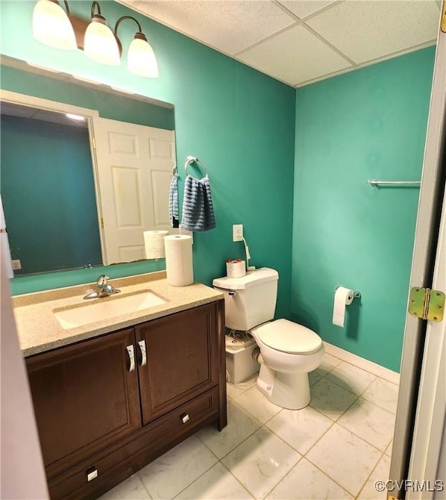 1932 Howardsville Tpke, Stuarts Draft, VA 24477 - half bath featuring marble finish floors, vanity, and a drop ceiling