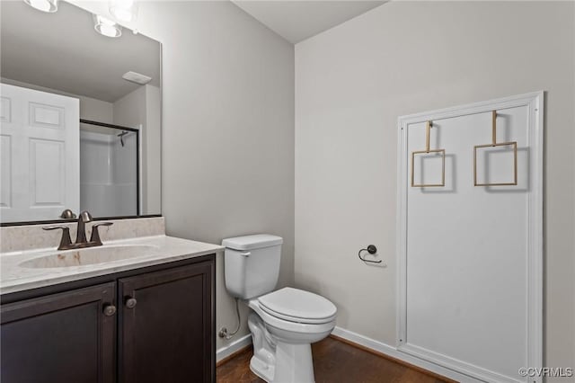 3391 Rock Creek Villa Dr, Quinton, VA 23141 - bathroom with vanity, wood finished floors, and a shower