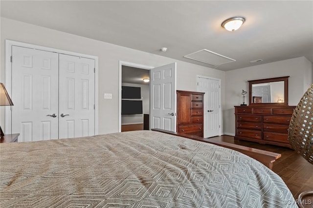3391 Rock Creek Villa Dr, Quinton, VA 23141 - bedroom with wood finished floors, a closet, and attic access