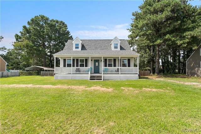 24716 Woodstream Ln, North Dinwiddie, VA 23803 - new england style home featuring a porch, a carport, and a shingled roof
