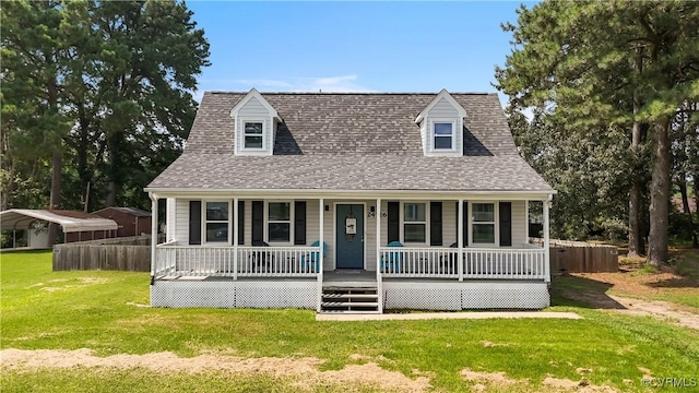 24716 Woodstream Ln, North Dinwiddie, VA 23803 - new england style home featuring a porch, a shingled roof, and a detached carport