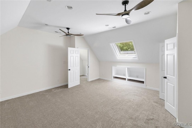 2712 Creek Edge, Powhatan, VA 23139 - bonus room featuring ceiling fan, lofted ceiling, carpet floors, a skylight, and recessed lighting