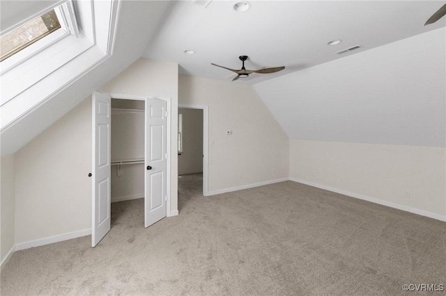 2712 Creek Edge, Powhatan, VA 23139 - additional living space with ceiling fan, vaulted ceiling, light carpet, and recessed lighting