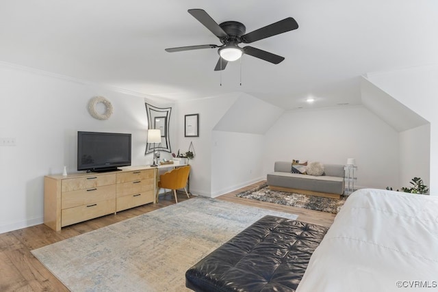 13518 Kelham Rd, Midlothian, VA 23113 - bedroom featuring wood finished floors, vaulted ceiling, and ceiling fan