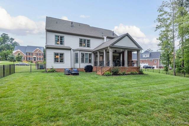 13518 Kelham Rd, Midlothian, VA 23113 - rear view of property with a fenced backyard, a sunroom, and a ceiling fan
