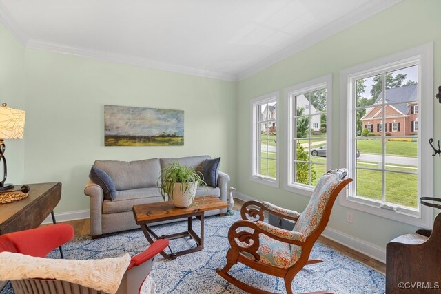 13518 Kelham Rd, Midlothian, VA 23113 - living room featuring wood finished floors and crown molding