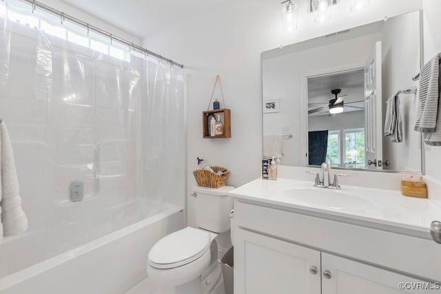 13518 Kelham Rd, Midlothian, VA 23113 - full bath featuring vanity, shower / bathtub combination with curtain, and a ceiling fan