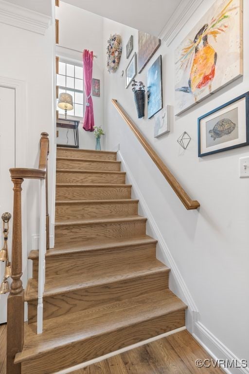 13518 Kelham Rd, Midlothian, VA 23113 - staircase with wood finished floors and baseboards