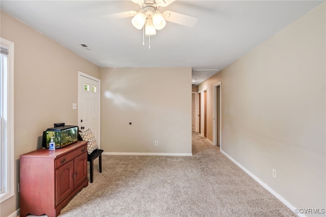 3309 Walnut Cove Ct, Chester, VA 23831 - spare room with attic access, light carpet, and a ceiling fan