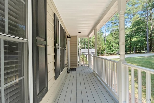 2551 Walkers Ridge Cir, Powhatan, VA 23139 - porch featuring view of wooded area