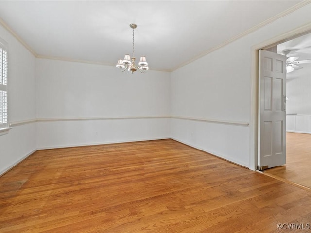 2340 Scarsborough Dr, North Chesterfield, VA 23235 - empty room featuring ornamental molding, a chandelier, and light wood finished floors