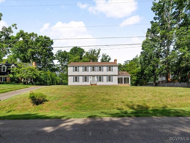 2340 Scarsborough Dr, North Chesterfield, VA 23235 - colonial house featuring a chimney