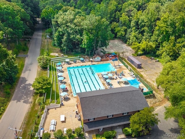 2340 Scarsborough Dr, North Chesterfield, VA 23235 - bird's eye view of a forest and a pool
