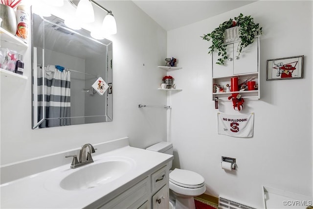 4601 Helena Cir, Petersburg, VA 23803 - full bathroom with vanity, curtained shower, and baseboard heating