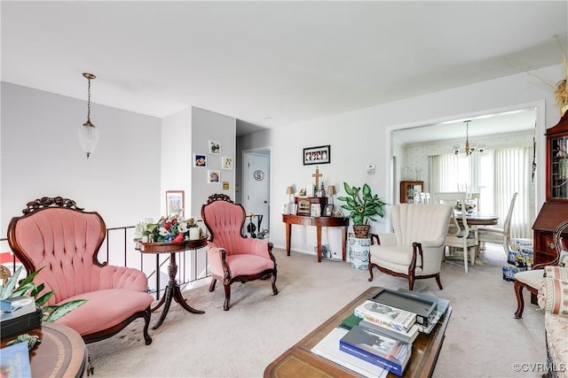 4601 Helena Cir, Petersburg, VA 23803 - carpeted living area with a chandelier