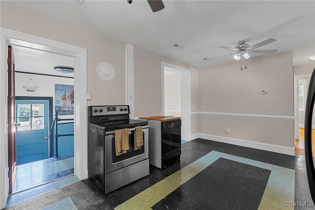 501 E Azalea Ave, Richmond, VA 23227 - kitchen featuring stainless steel electric stove and ceiling fan