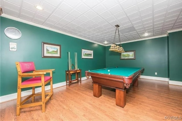 1638 Fallen Timber Trl, Powhatan, VA 23139 - playroom with crown molding, wood finished floors, and billiards table