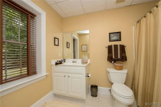 1638 Fallen Timber Trl, Powhatan, VA 23139 - bathroom with vanity, tile patterned floors, and curtained shower
