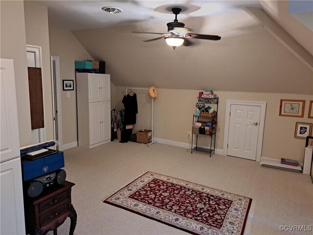1638 Fallen Timber Trl, Powhatan, VA 23139 - bonus room with light carpet, vaulted ceiling, and a ceiling fan