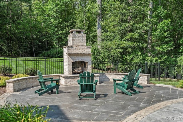 923 Merchant Lee Pl, Manakin Sabot, VA 23103 - view of patio / terrace featuring an outdoor brick fireplace