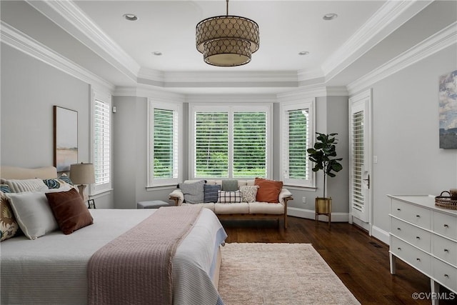 923 Merchant Lee Pl, Manakin Sabot, VA 23103 - bedroom featuring multiple windows, wood finished floors, a raised ceiling, and ornamental molding