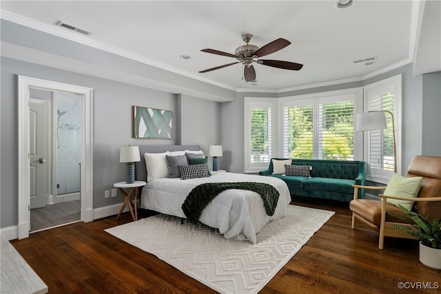 923 Merchant Lee Pl, Manakin Sabot, VA 23103 - bedroom with wood finished floors, crown molding, and ceiling fan