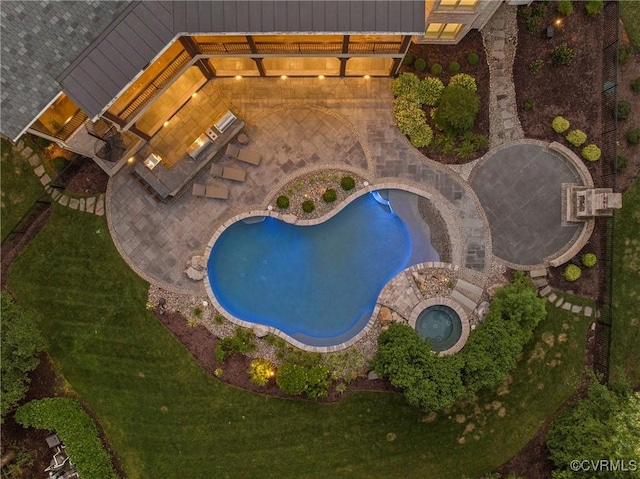 923 Merchant Lee Pl, Manakin Sabot, VA 23103 - view of pool featuring a patio area, a community hot tub, and a lawn